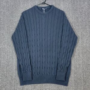 Blumarine Uomo Sweater Mens XXL Navy Blue 100% Cotton Cable Knit Made In Italy